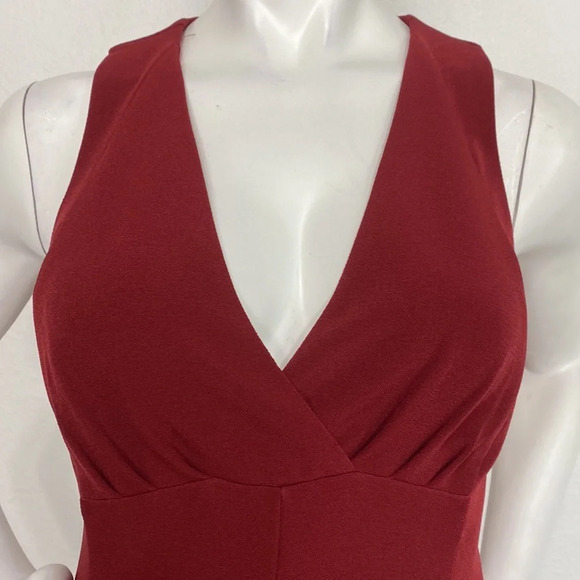 Modcloth Burgundy Red V-Neck Empire Waist A-Line Sleeveless Dress Size S - Picture 7 of 10